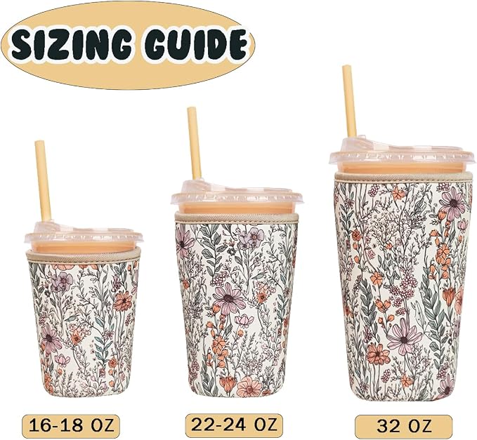 Reusable Insulated Neoprene Iced Coffee Cup Sleeve, Durable Drink Sleeve - Image 5