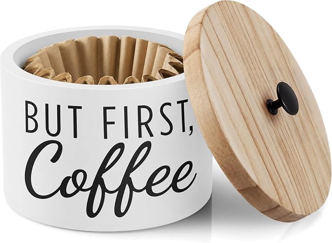 Coffee Filter Holder with Solid Wood Lid by Elevateyourmomentwithus