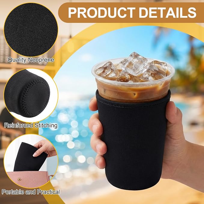 CHENGU 12 Pack Reusable Iced Coffee Sleeves Bulk Cold Cup Neoprene Insulated - Image 4