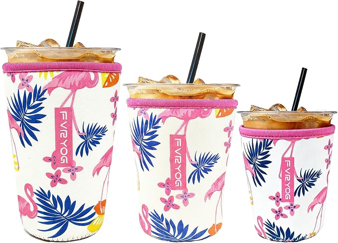 3 Pack Reusable Insulated Neoprene Iced Coffee Sleeves & Coffee Cup Holder by Fvryog