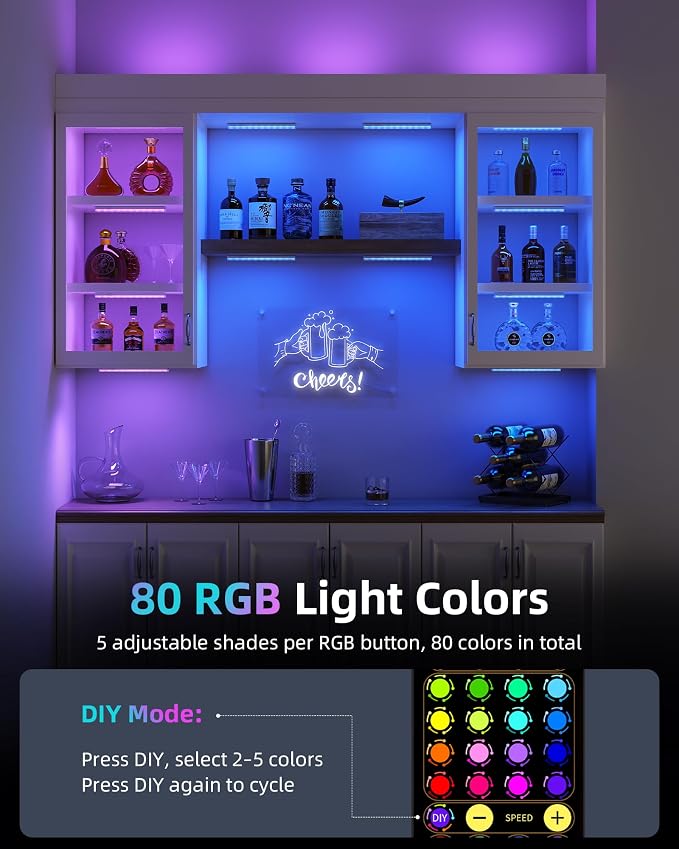 EZVALO 80RGB Color Changing Under Cabinet Lighting Wireless, 1800mAh - Image 2