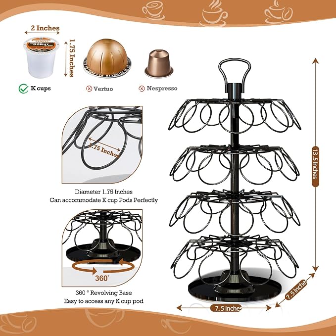 BLACKSMITH FAMILY 36 K Cup Pod Carousel Easy Assembly Design K Cup Holders - Image 3
