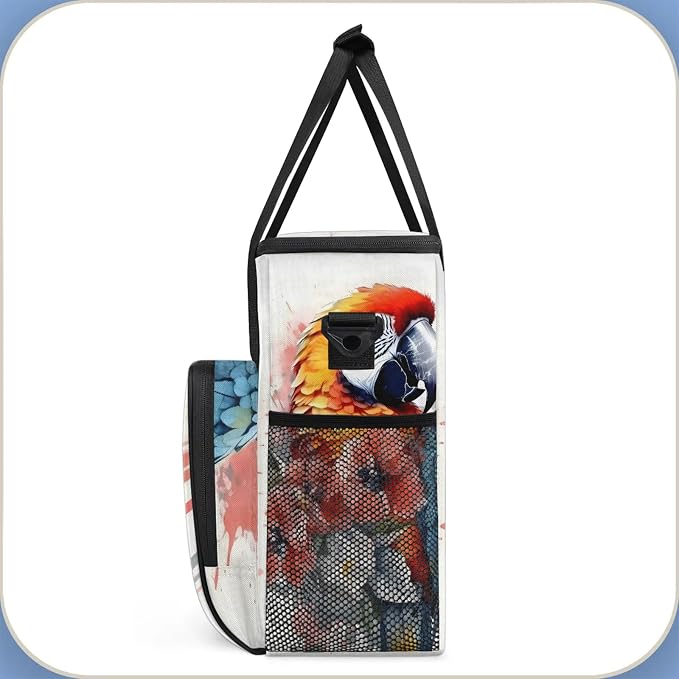 Parrot Flower Coffee Maker Carring Bag, Large Insulated Storage Organizer Case - Image 4
