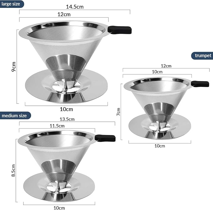 Reusable Paperless Coffee Filter, Pour Over Coffee Maker, Stainless Steel Drip - Image 4