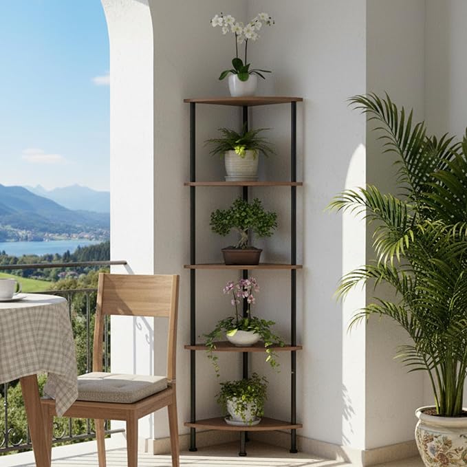 5-Tier Corner Shelf Stand, Tall Display Shelf, Plant Stand, Storage Standing - Image 7