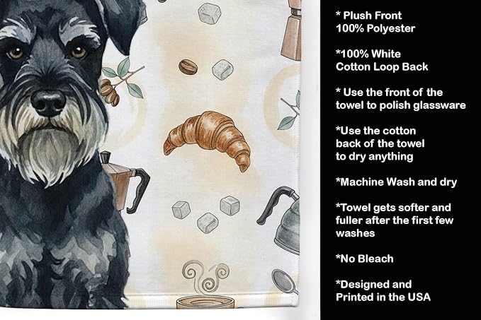 Caroline's Treasures Standard Schnauzer Coffee Bar Kitchen Towel Velour Plush - Image 4