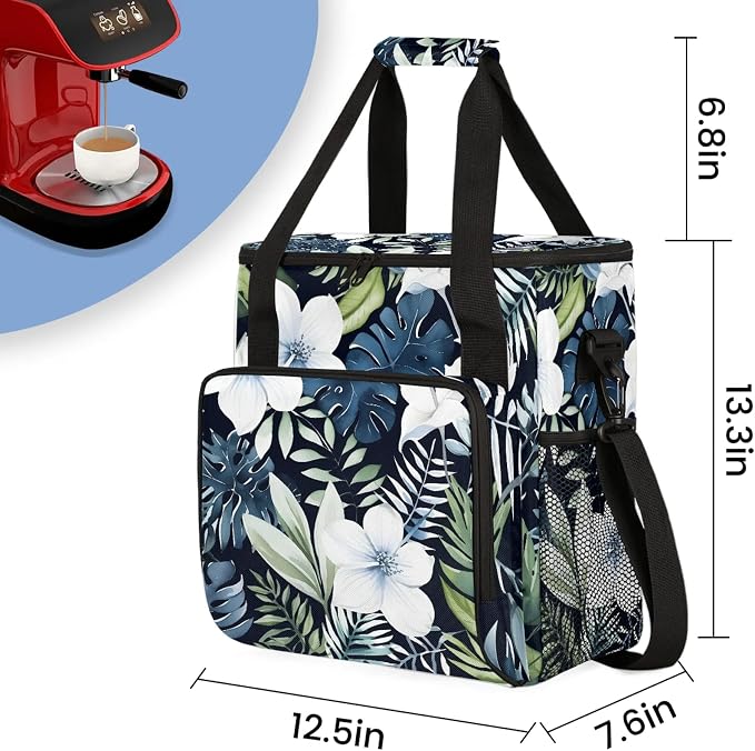 Tropical Palm Leaves Floral Coffee Maker Carring Bag, Large Insulated Storage - Image 2