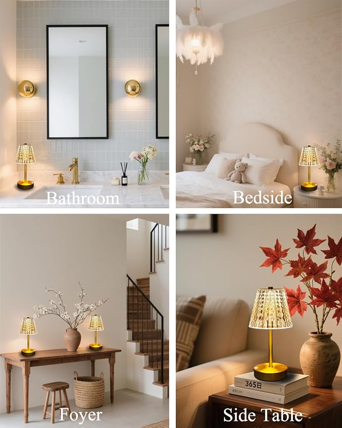 Gold Cordless Table Lamp Rechargeable, 5000mAh Battery Operated Lamps, Mini - Image 7