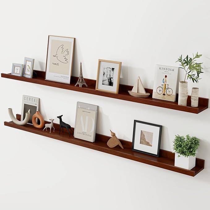 Acovy Long Floating Shelves for Wall, 55 inch Solid Wood Picture Ledge Shelf by Acovy