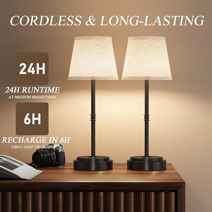 Cordless Table Lamp Rechargeable Black - Image 2
