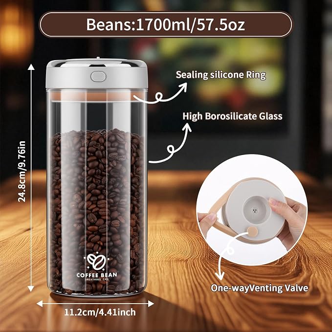 57oz Airtight Glass Coffee Canister - Image 2