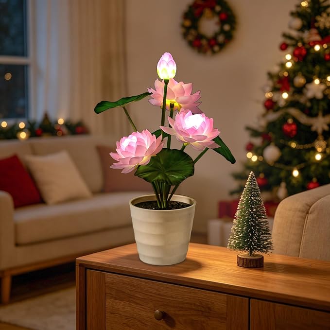 Artificial Pink Lotus Flower Lamp Flower Night Light - Image 9
