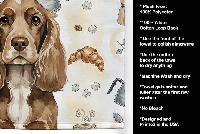 Caroline's Treasures Chocolate Cocker Spaniel Coffee Bar Kitchen Towel Velour - Image 4