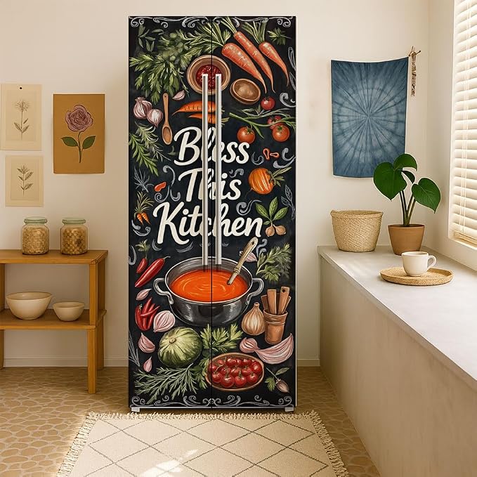 2 Pcs Vintage Kitchen Blessing Removable Refrigerator Wraps, Self-Adhesive - Image 6