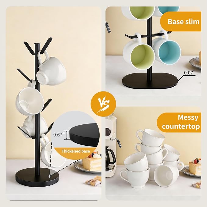Stainless Steel Mug Holder Tree, Updated Thick Coffee Cup Holder Base, Coffee - Image 4