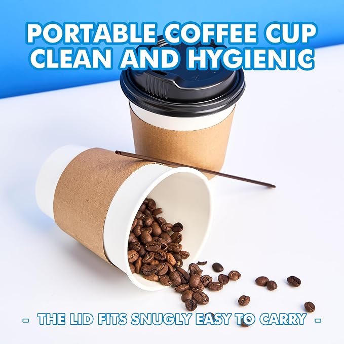 RACETOP 12 oz 100 Pack Disposable Paper Coffee Cups - Image 6