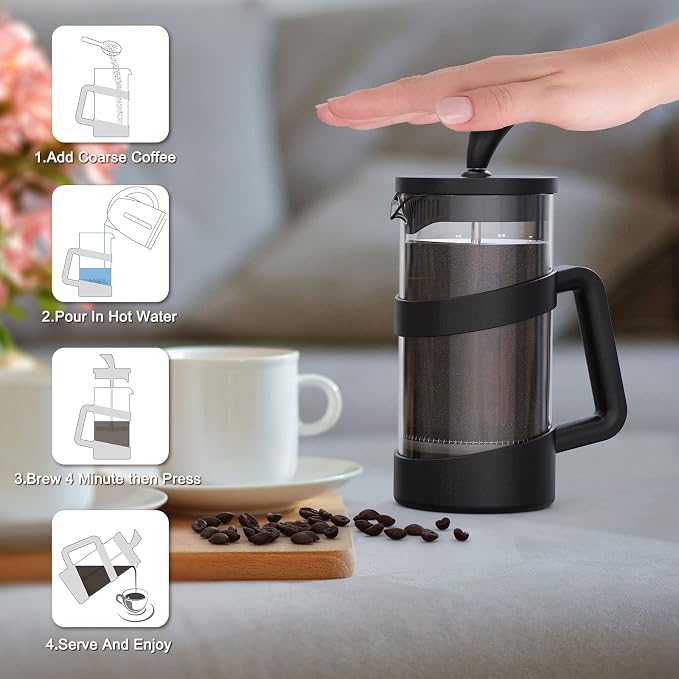 RAINBEAN Mini French Press Coffee Maker, 12 oz, Camping Coffee Press Pot - Image 6
