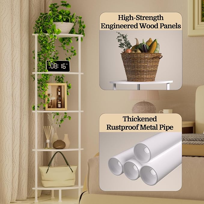 5-Tier Corner Shelf Stand, Tall Display Shelf, Plant Stand, Storage Standing - Image 5