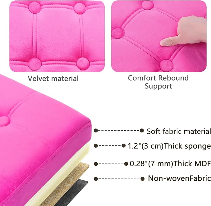 AmasSmile® Storage Ottoman Foot Rest Stool, 34 inch Velvet Footstool Bench - Image 6