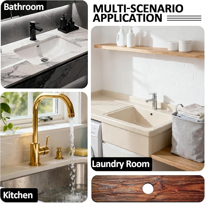 2 Pcs Kitchen Sink Splash Guard Faucet Mat Wood Grain Pattern Faucet Mat - Image 7