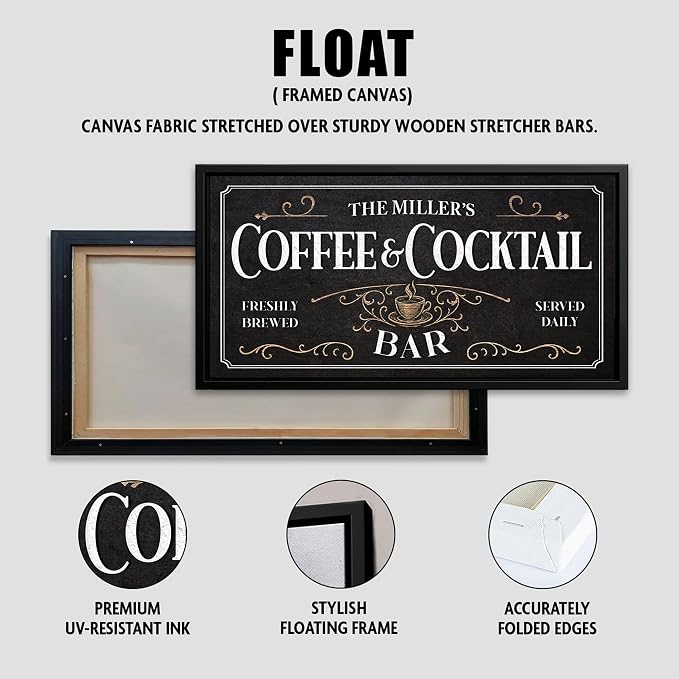AWESOMETIK Personalized COFFEE COCKTAIL BAR Sign, Coffee Decor Set, - Image 8