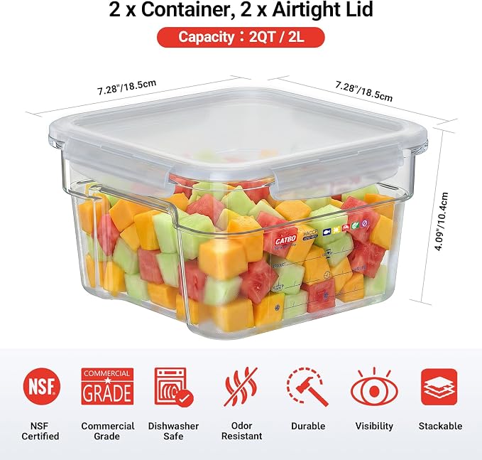 2 Pack 2 QT Commercial Airtight Food Storage Containers, Stackable Food Prep - Image 8