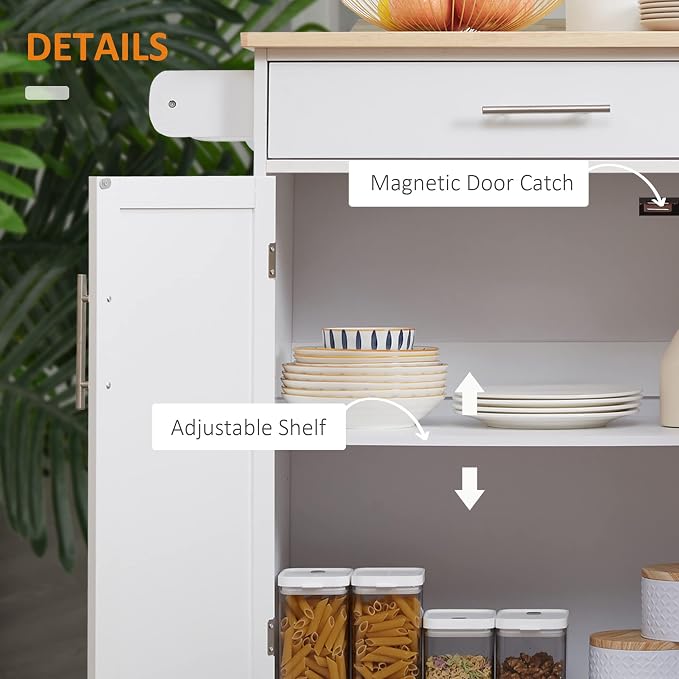 32" Small Kitchen Island Cart on Wheels - Image 4