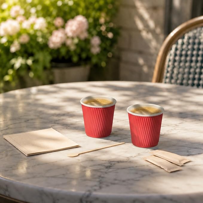 Restaurantware-4 Ounce Paper Coffee Cups, 25 Ripple Disposable Paper Cups - Image 4