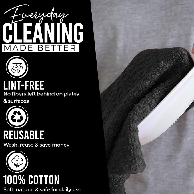 DAN RIVER Premium Black Kitchen Towels - Image 4