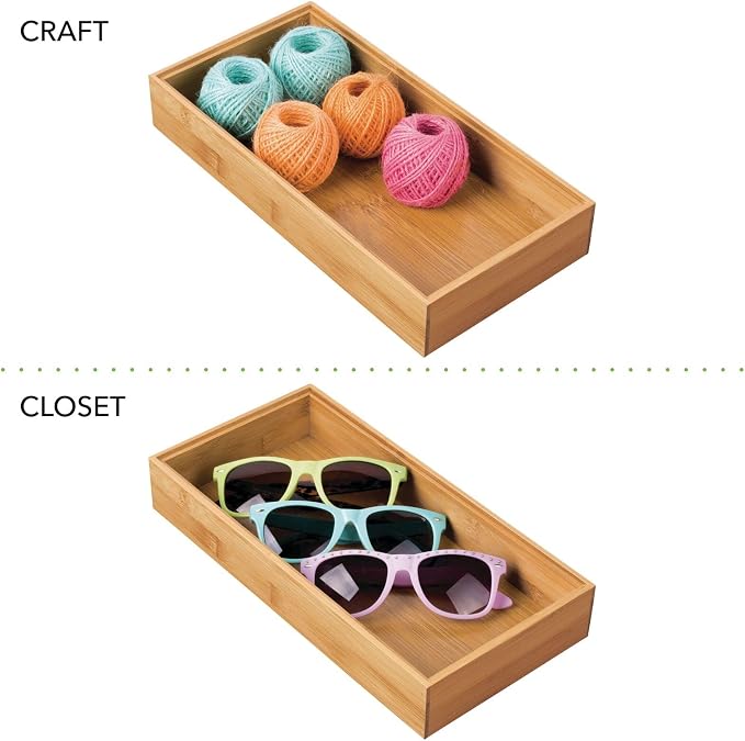 mDesign Wooden Bamboo Drawer Organizer - Image 7