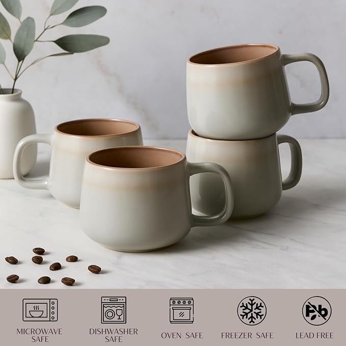 Ava Nord Large Ceramic Coffee Mugs Set of 4 | 16 oz Stoneware Coffee Cups | - Image 4