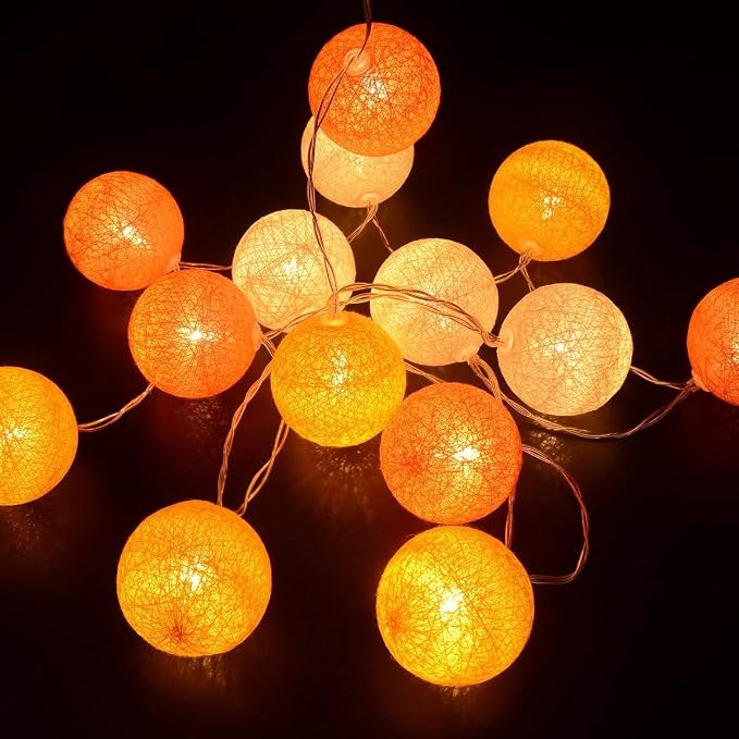 Gardeningwill 3M/10Ft 30 Yellow Orange White Ball LED Battery Operated String - Image 2
