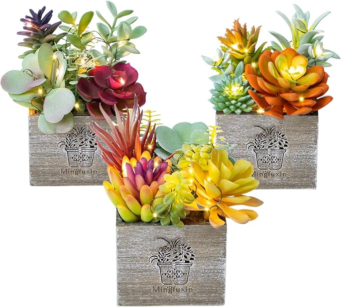 Succulents Plants Artificial, Small Faux Plants by Mingfuxin