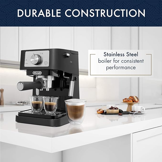 De'Longhi Stilosa Manual Espresso Machine, Compact Coffee Maker, 15 Bar Pump - Image 4