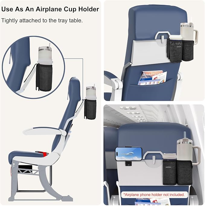 2 in 1 Luggage Cup Holder for Suitcase|Airplane Tray Table Carry on Hands Free - Image 2