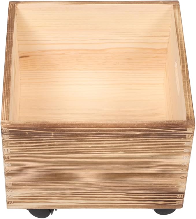 Unfinished Wood Crate: Rolling Crate On Wheels, Office Storage Cube Record by OSOLADY