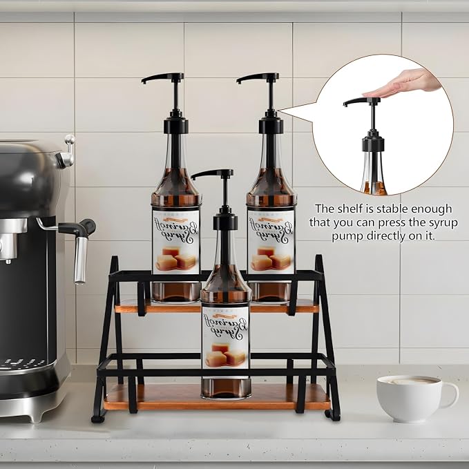 Coffee Syrup Rack Organizer, 6 Bottles Syrups Holder Stand - Image 5