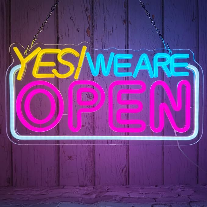 Led Neon Open Signs for Business Window Wall Door, 16.5" X 8.6" Open Sign for by Eoxuefo