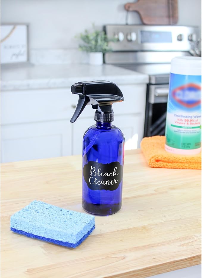 Cornucopia Brands 16oz Blue PLASTIC Spray Bottles w/Mist & Stream Sprayers; PET - Image 5
