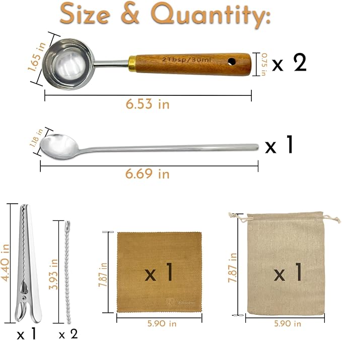 Coffee Scoop with Wooden Handle 2 Tbsp 304 Stainless Steel Measuring Tablespoon - Image 2