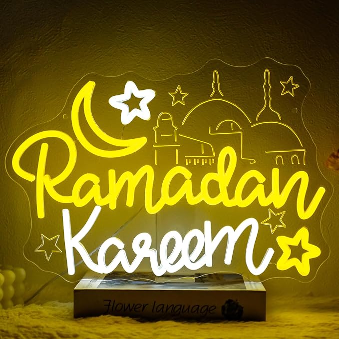 Ramadan Kareem Neon Sign Dimmable Ramadan Mubarak Neon Light Sign by Unknown