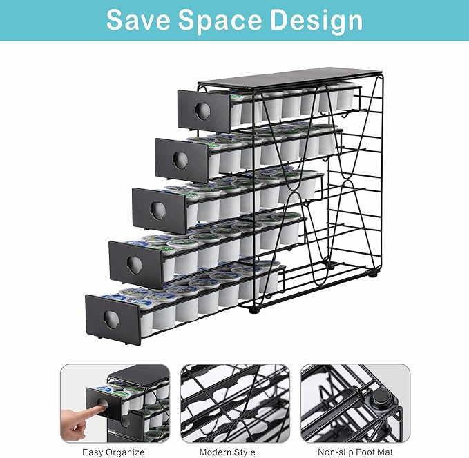 FlagShip K Cup Organizer for Keurig Pod Drawer Large Mullti Tier Coffee Pod - Image 4
