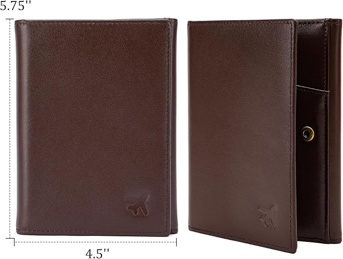 Polare Napa Leather Pilot Wallet Passport Holder RFID Blocking Tri-fold Travel - Image 4