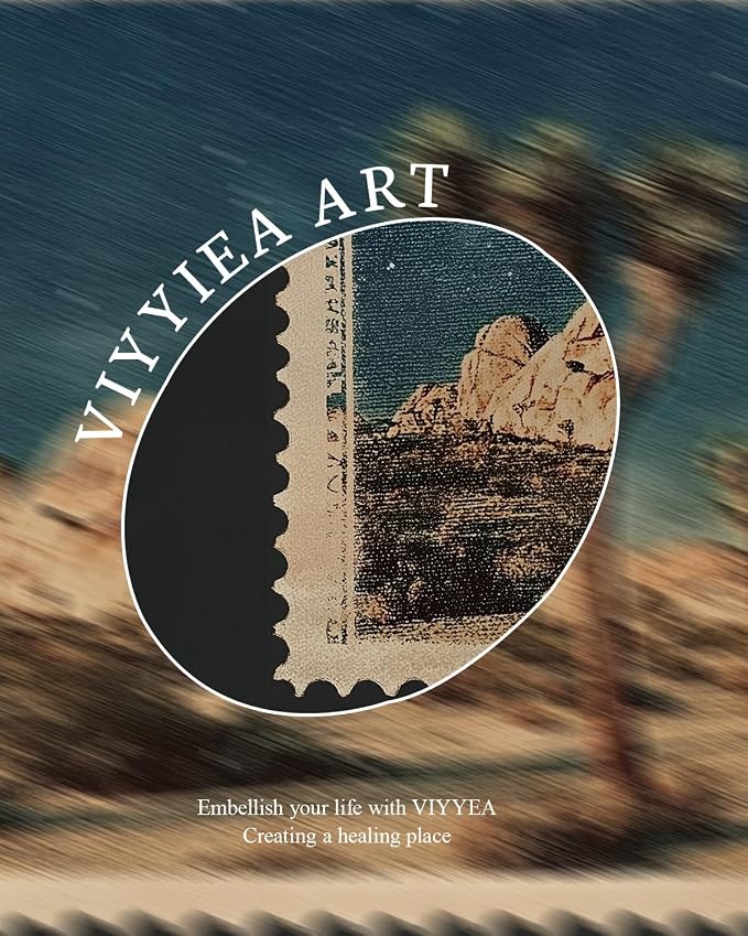 VIYYIEA Gold Framed Art Prints, Desert Joshua Tree Vintage Art Painting - Image 7