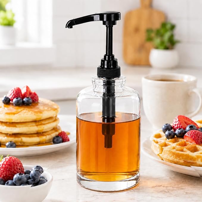 3-Pack Round Glass Coffee Syrup Dispenser, 16.9 oz/500ml - Image 5