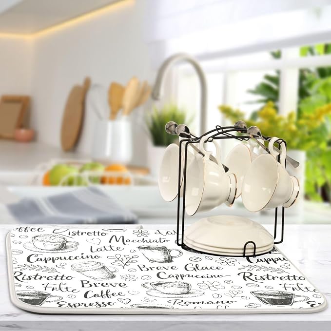 Coffee Cups Print Dish Drying Mat - Image 5
