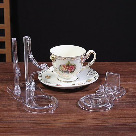 Acrylic Tea Cup and Saucer Display Stands Coffee Teacups Shelf Display Rack - Image 4