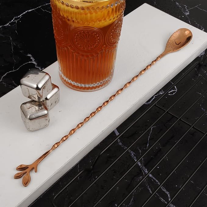 AnSaw Rose Gold 12-Inch Stainless Steel Cocktail Spoon - Image 4