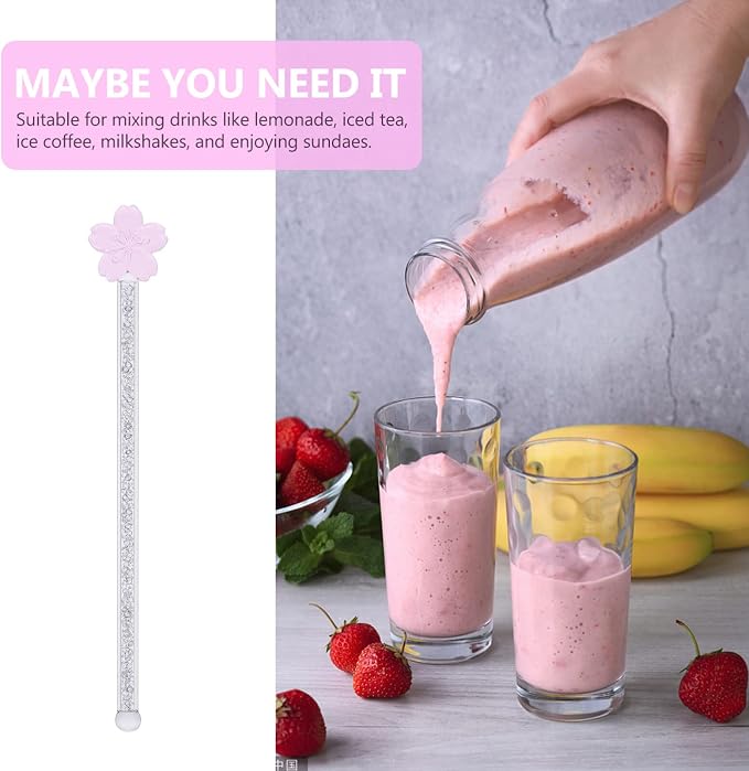 KALLORY 1pc Flower Glass Stirring Rod - Image 2