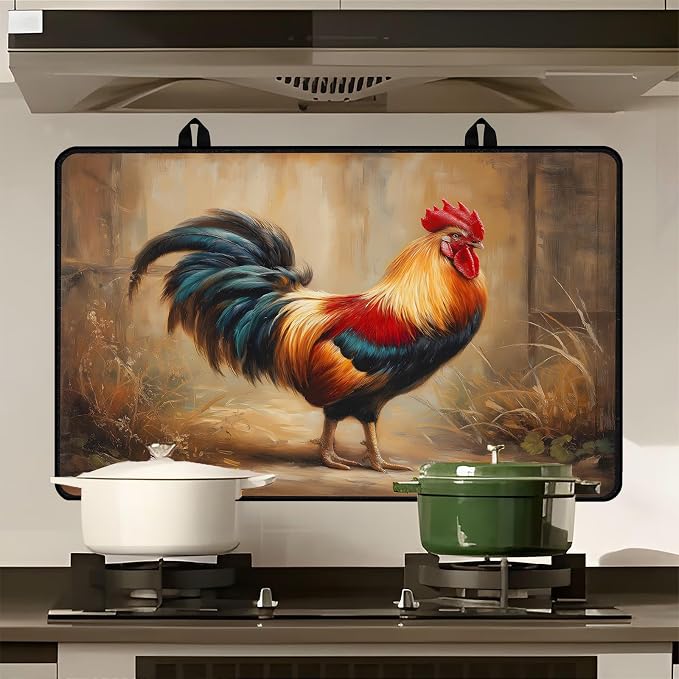 Farmhouse Rooster Stove Top Cover 28.3 x 20.5 Inches, Heat Resistant Glass - Image 6